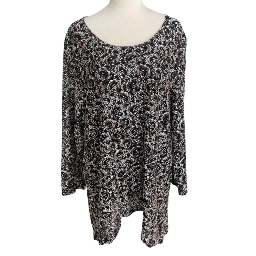 Catherine’s Lace Crochet Earthy Tones Tunic Asymmetrical Top Women Size 2X Boho